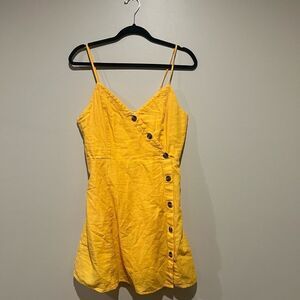 American Eagle Outfitters Sunlit Yellow Buttoned Mini Dress